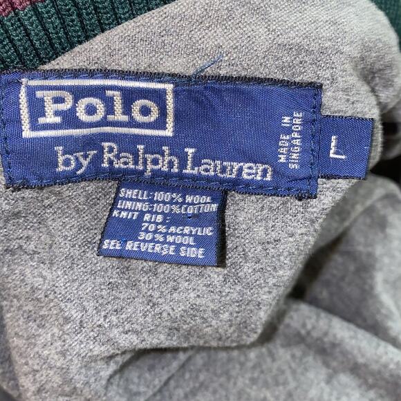 Polo Ralph Lauren Men’s Wool Varsity Bomber Jacket EUC Sz Lg Wool Cotton - Picture 7 of 11